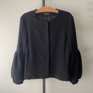 Chepe Italy Balloon Statement Sleeve Button Down Jacket Blazer Black Size Medium